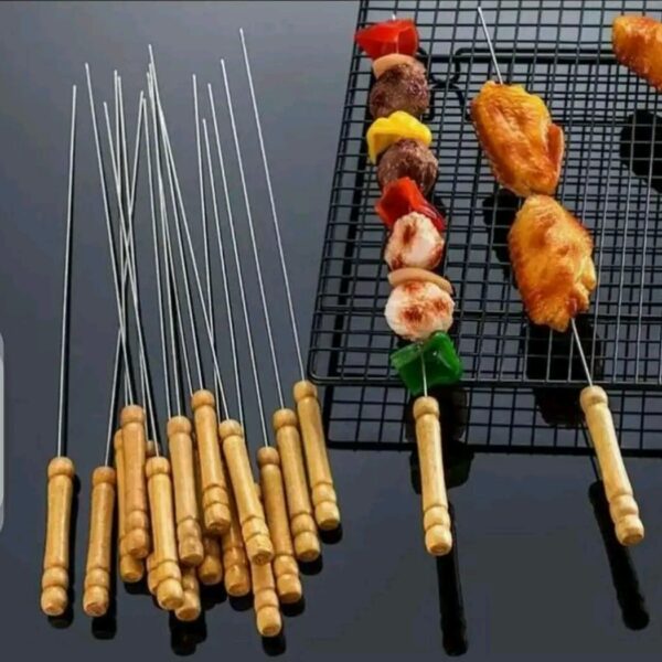 12 tiges de brochette en acier