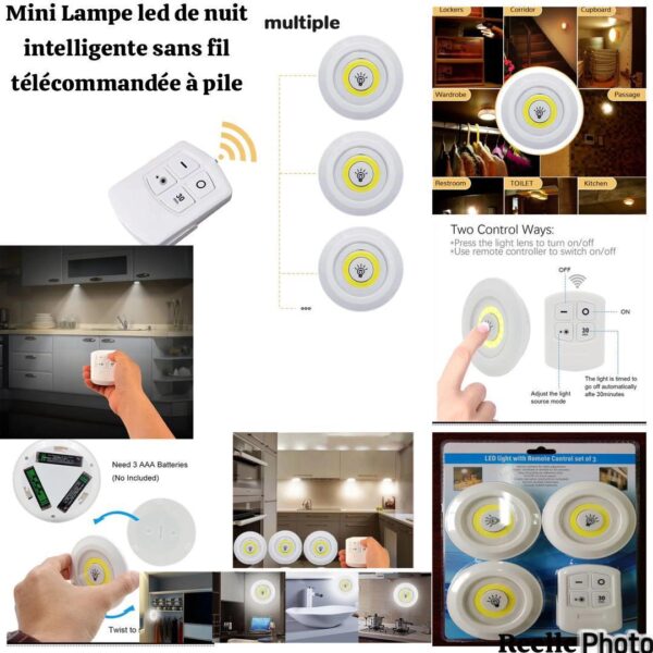 Mini lampe led sans fil lot de trois