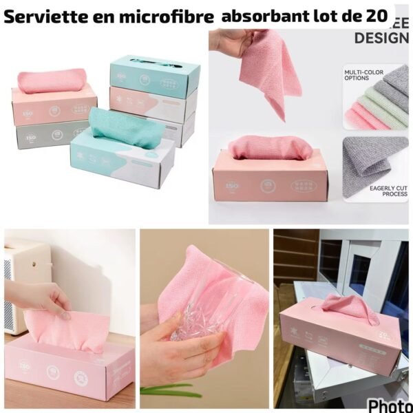 Serviette en microfibre absorbante réutilisable